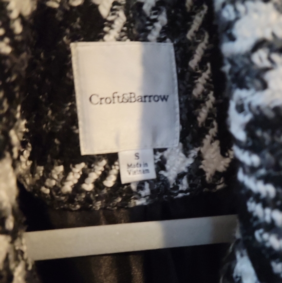 Croft and barrow Black and white pea coat - Picture 1 of 2